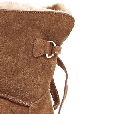 Mini girls light brown faux fur lined boots